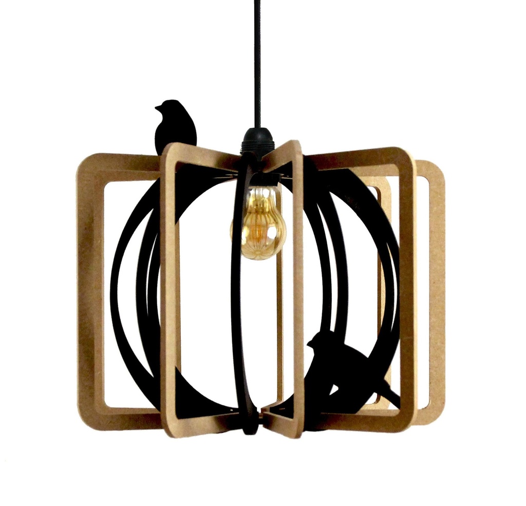 [6_1] Pendant lamp CAGE AUX OISEAUX (Black and metal ceiling rose)
