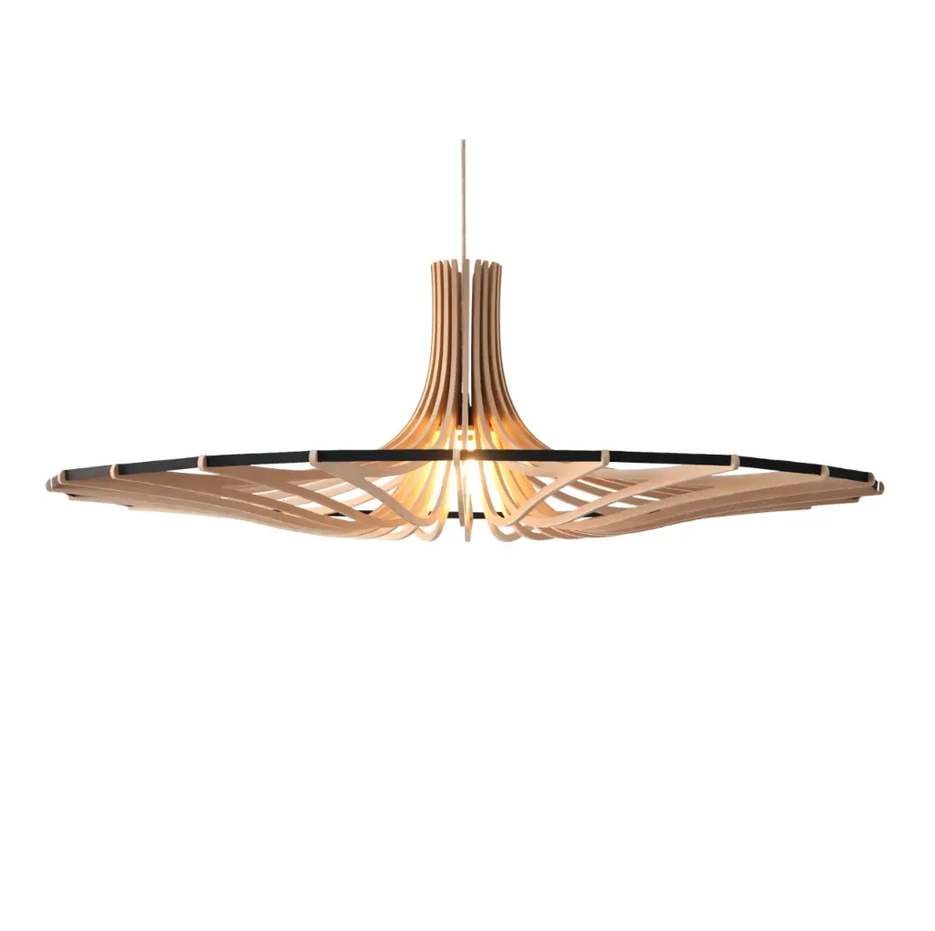 [120_1] Suspension Boléro Brut L D120 (Noir, Black and metal ceiling rose, Without Diffuser)