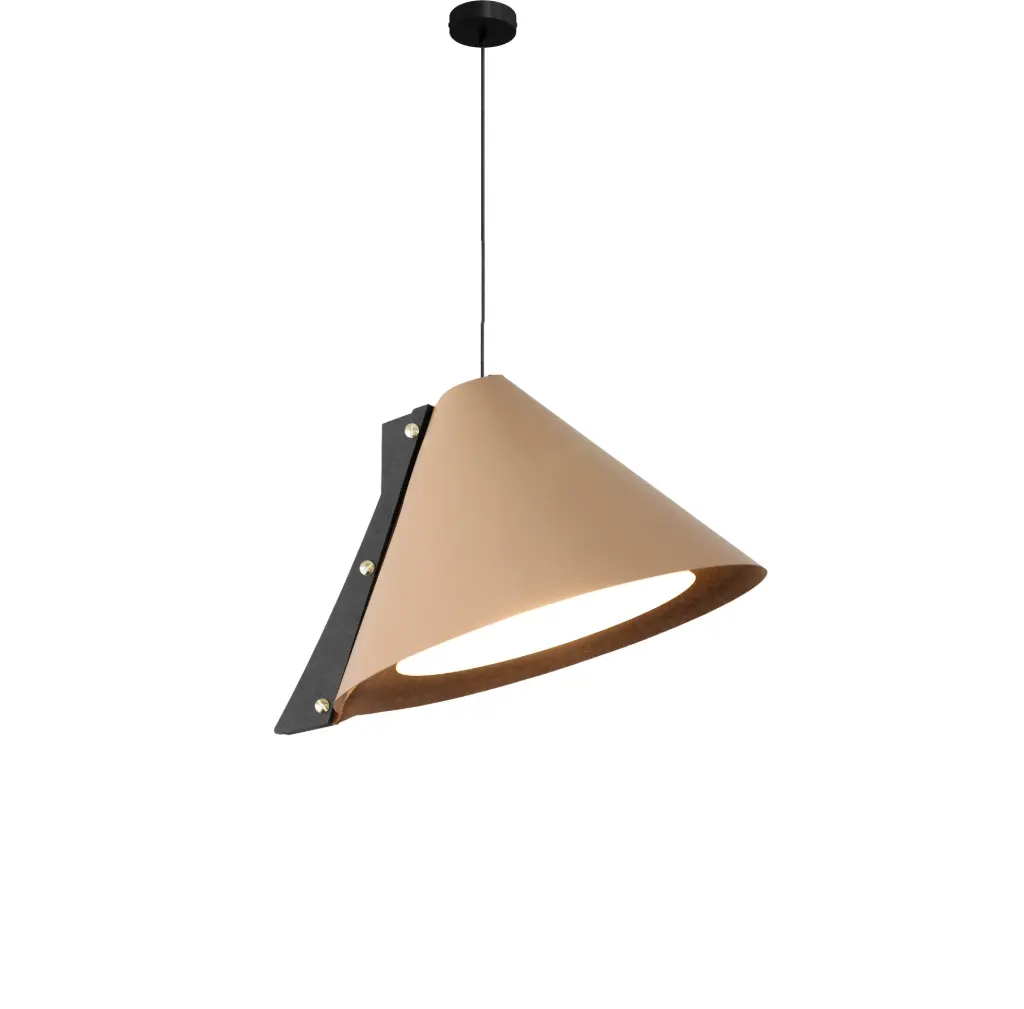 [94_2_001] Pendant lamp SILENCE S Diam 28cm Beige (Black, Métal noir)