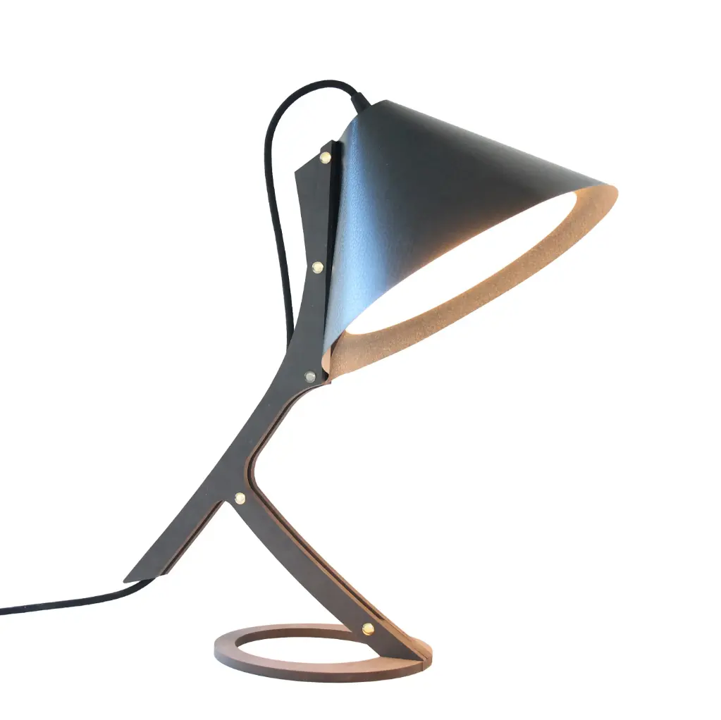 [97_1_001] Table lamp SILENCE - black leather (Black, Câble noir)