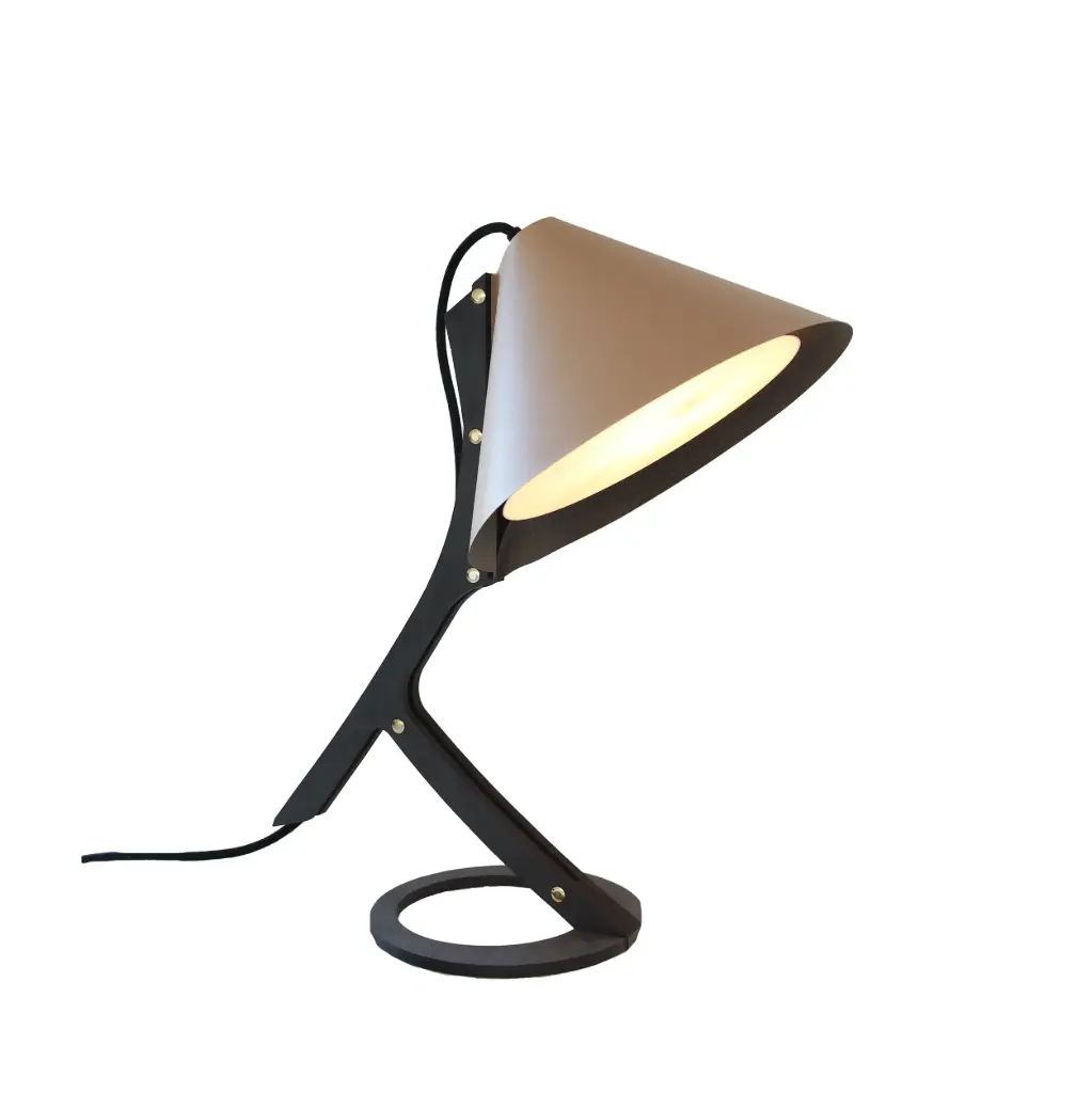 [97_2_001] Table lamp SILENCE - beige leather (Black, Câble noir)