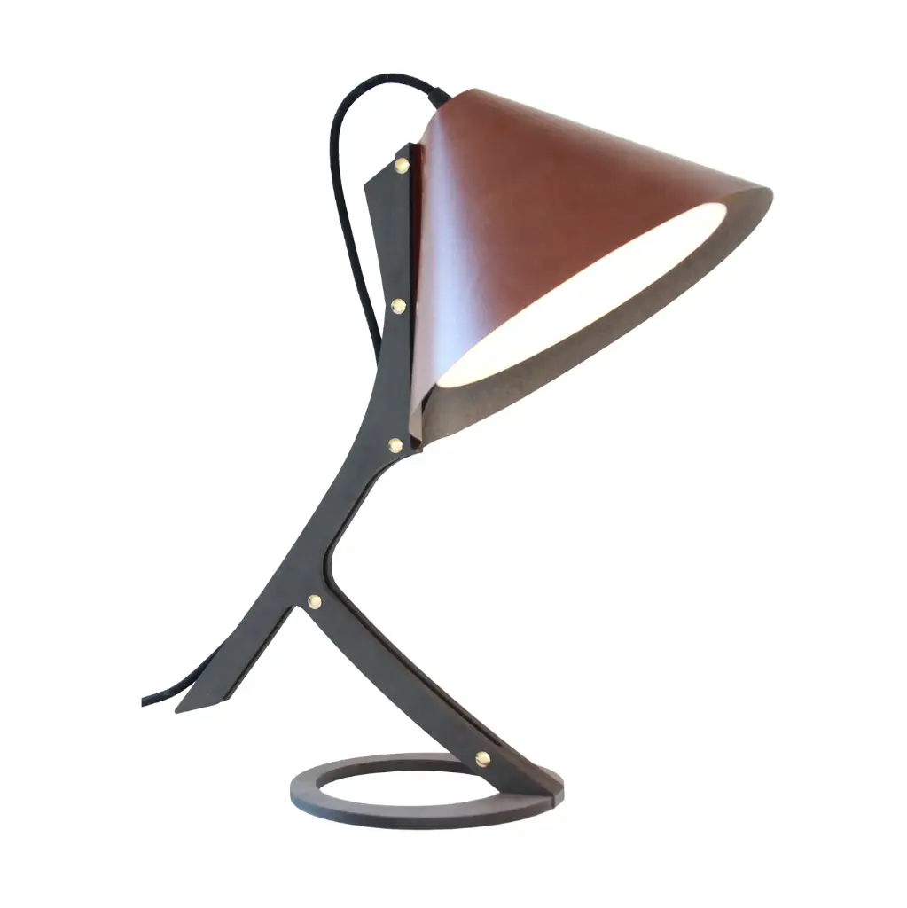 [97_3_001] Table lamp SILENCE - brown leather (Black, Câble noir)