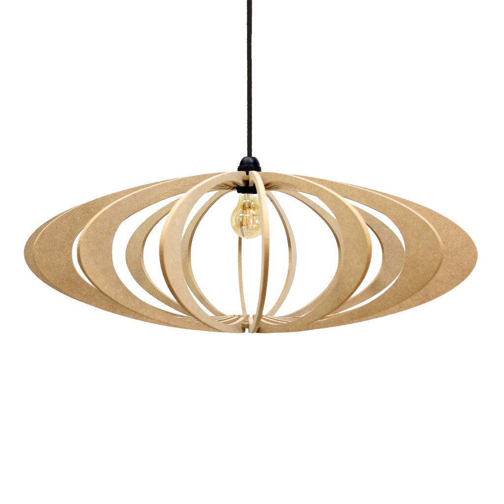 [98_1] Pendant Light Rolling natural (Black and metal ceiling rose, Without Diffuser)