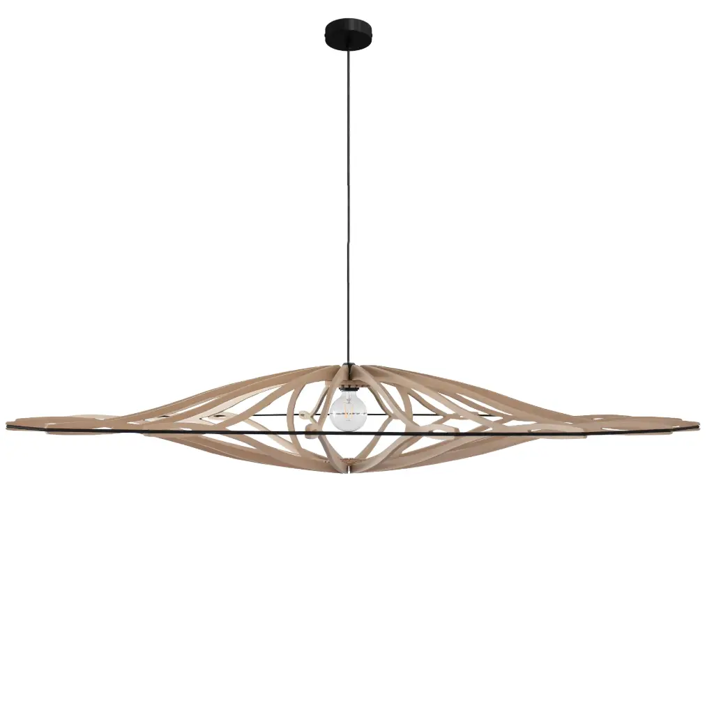 [102_1] Pendant lamp Twist Natural size XL D190cm (Black, Black and metal ceiling rose, Without Diffuser)