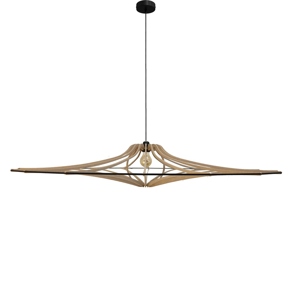 [105_1] Pendant lamp Singing naturalL D124cm (Black, Black and metal ceiling rose, Without Diffuser)